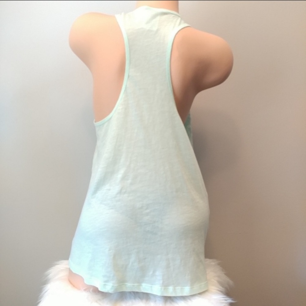 VS PINK Mint Green Graphics Sequins Racerback Tank - Picture 2 of 7